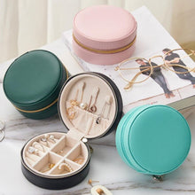 Load image into Gallery viewer, Compact travel jewelry boxes with zip closure and velvet interior