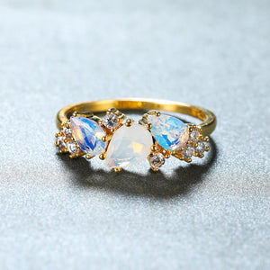 White Crystal Moonstone Ring